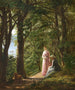 Due donne e un cane su un sentiero boscoso con vista sul mare in una giornata estiva - August Schitt — vista dell’opera