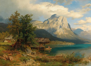 August Wilhelm Leu - A View of Lake Grundlsee with Backenstein.webp