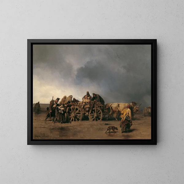 Il trasporto dei feriti I - August von Pettenkofen — quadro incorniciato alla parete