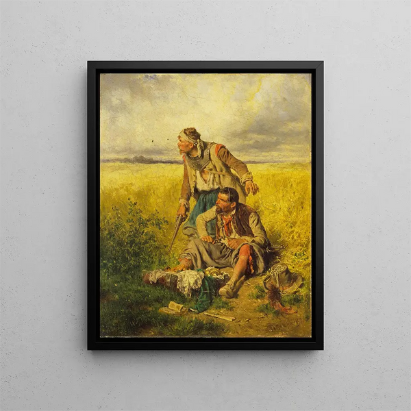 Der Diebe in einem Maisfeld - August von Pettenkofen — gerahmtes Bild an der Wand