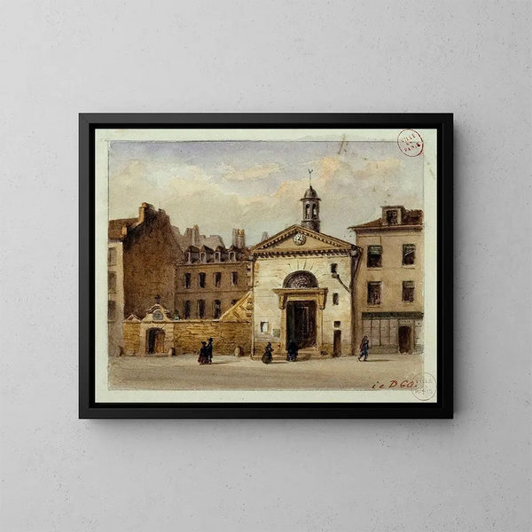 Die Kapelle Saint-Jean und der Eingang zum Friedhof Saint-Eustache - Auguste Sébastien Bénard — gerahmtes Bild an der Wand