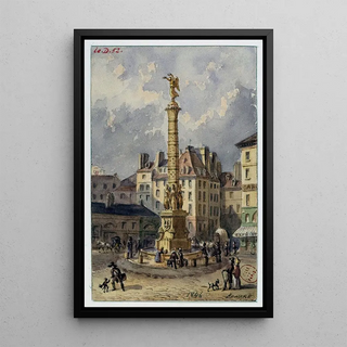 AugusteSbastien Bnard - La place du Chtelet et la fontaine des Palmiers.webp