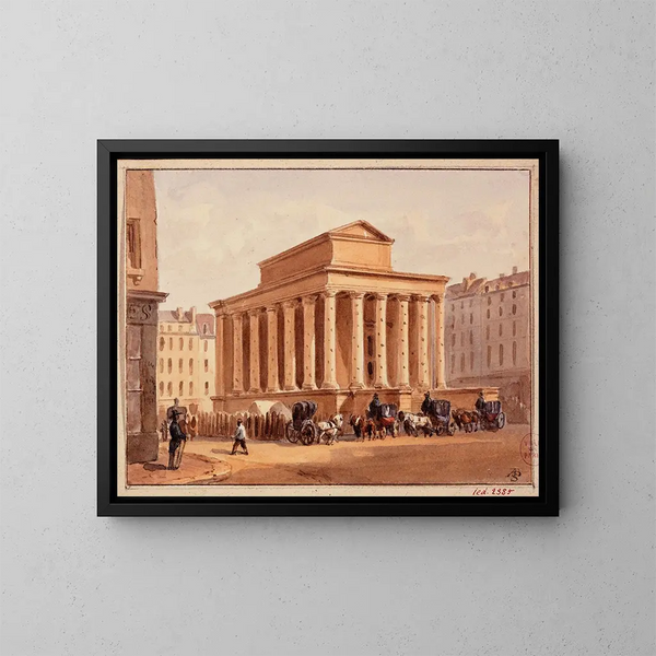 Monument der Expiation, das das Andenken an den Herzog von Berry an der Stelle des alten Opernhauses ehrt - Auguste Sébastien Bénard — gerahmtes Bild an der Wand