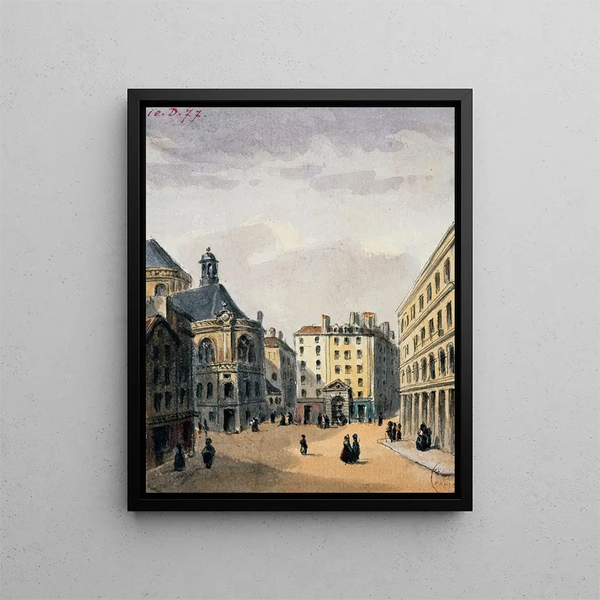 Pointe Saint-Eustache und der Brunnen - Auguste Sébastien Bénard — gerahmtes Bild an der Wand