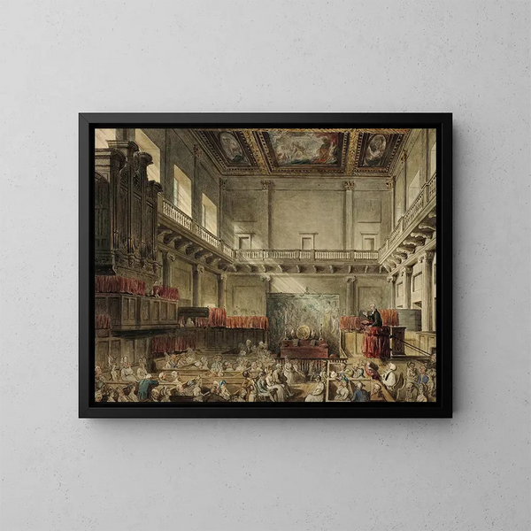Studie für die königliche Kapelle von Whitehall im Mikrokosmos von London - Augustus Charles Pugin — gerahmtes Bild an der Wand