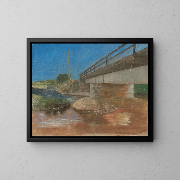 Skizze einer Landschaft mit einer Brücke - Aurel Ballo — gerahmtes Bild an der Wand
