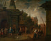 Teatro di strada nel cortile ad Anversa - Balthasar van den Bossche — vista dell’opera