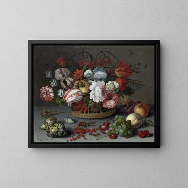 Cesto di fiori - Balthasar van der Ast — quadro incorniciato alla parete