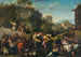 Musiker und tanzende Figuren in einer idealen Landschaft mit Ruinen und Gebäuden in der Ferne - Schule der Bamboccianti — Ansicht des Kunstwerks