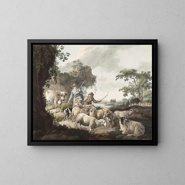Pastori con bestiame - Barend Hendrik Thier — quadro incorniciato alla parete