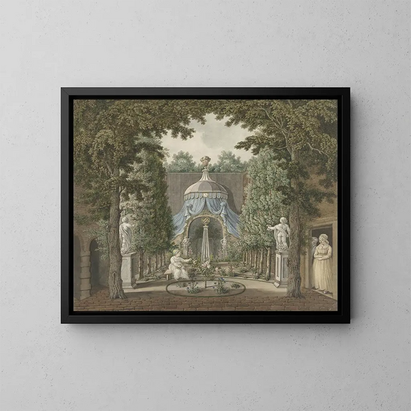 Scène di teatro in un giardino cittadino - Barend Hendrik Thier — quadro incorniciato alla parete