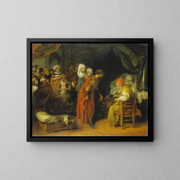 Die Geburt und die Nennung des heiligen Johannes der Täufer - Barent Fabritius — gerahmtes Bild an der Wand