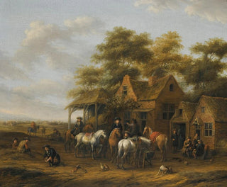 Barent Gael - Village Scene With Numerous Figures Horses And Chickens.webp