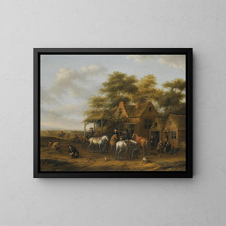 Barent Gael - Village Scene With Numerous Figures Horses And Chickens.webp