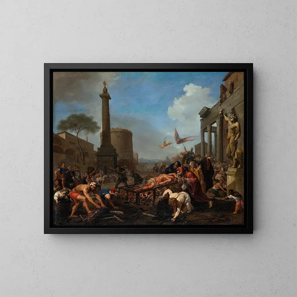 Il martirio di san Lorenzo - Bartholomeus Breenbergh — quadro incorniciato alla parete