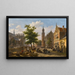 Un mercato animato in una città olandese - Bartholomeus Johannes van Hove — quadro incorniciato alla parete