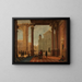 Ein architektonischer Laune mit eleganten Figuren und einer Kirche im Hintergrund - Bartholomeus van Bassen — gerahmtes Bild an der Wand