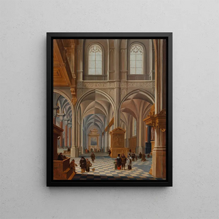 Bartholomeus van Bassen - Interior of a church with elegantly dressed figures friars and a clergyman.webp