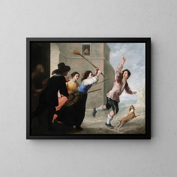 Der verlorene Sohn vertrieben - Bartolomé Esteban Murillo — gerahmtes Bild an der Wand