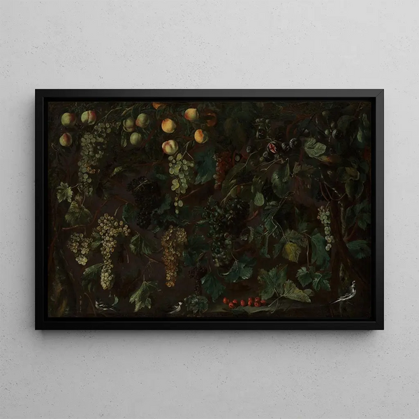 Bartolomeo Cavarozzi - Grape Vines and Fruit with Three Wagtails.webp