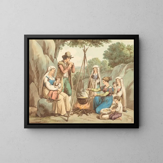 Bartolomeo Pinelli - A Peasant Family Cooking Over A Campfire.webp
