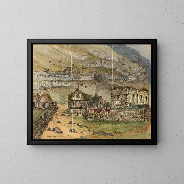Ruinen der Kirk G Gasthaus, Färöer-Inseln - Bayard Taylor — gerahmtes Bild an der Wand