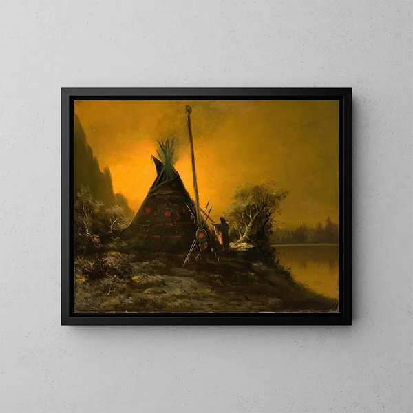 Scène nocturne di un tipi indiano - Benjamin Raborg — quadro incorniciato alla parete