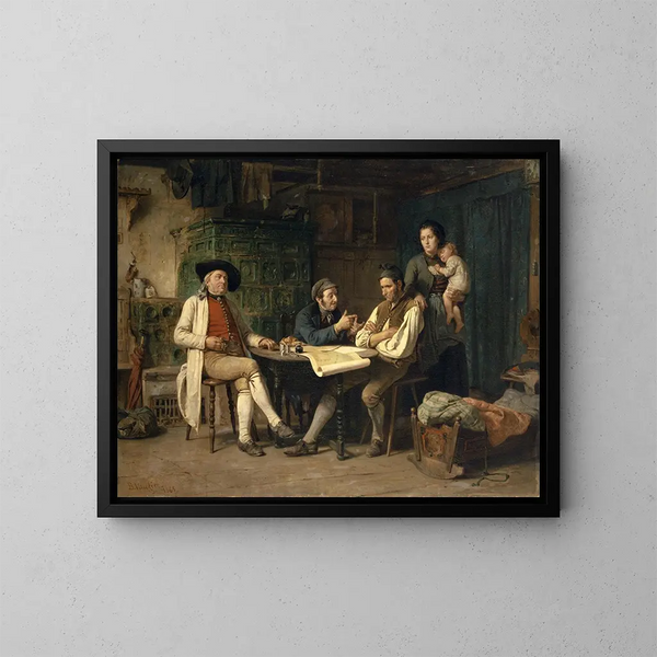 Der verschuldete Bauer - Benjamin Vautier — gerahmtes Bild an der Wand
