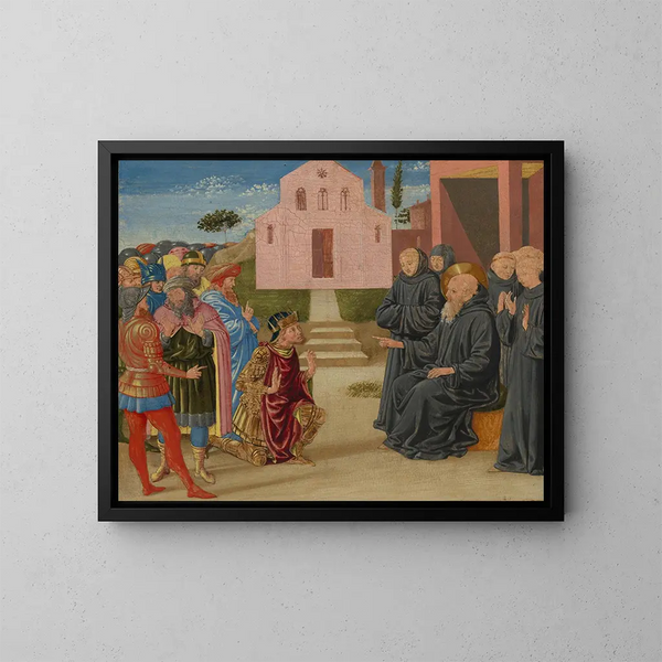 Totila davanti a San Benedetto - Benozzo Gozzoli — quadro incorniciato alla parete