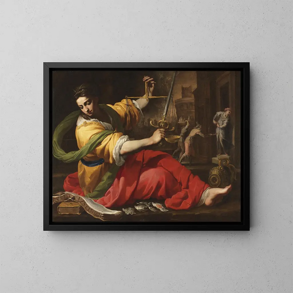 Allégorie della Giustizia - Bernardino Mei — quadro incorniciato alla parete