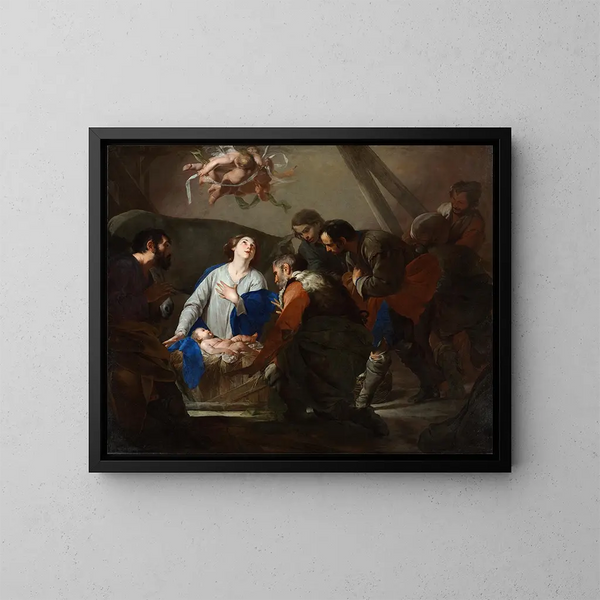 Anbetung der Hirten - Bernardo Cavallino — gerahmtes Bild an der Wand