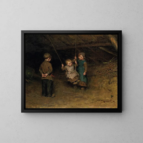 Le balancement - Bernardus Johannes Blommers — gerahmtes Bild an der Wand