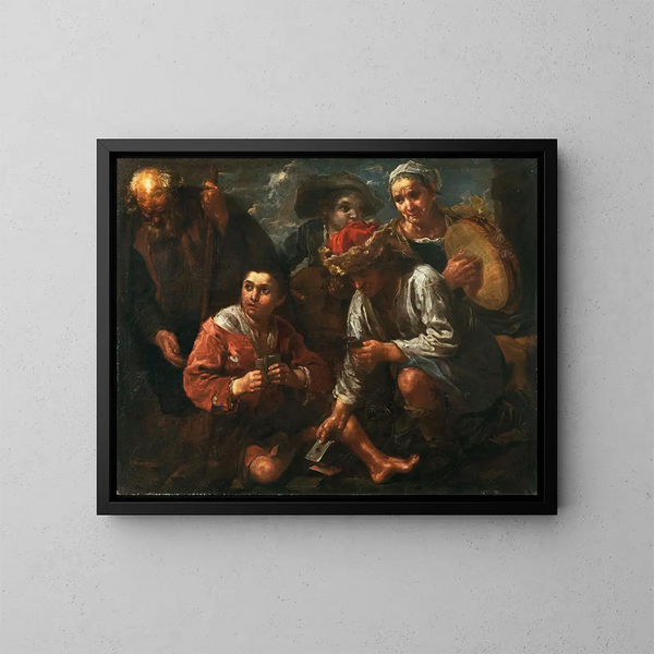 Die Kartenspieler - Bernhard Keil — gerahmtes Bild an der Wand