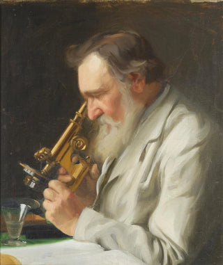 Bernhard sterman - Alex Niskov with a microscope.webp