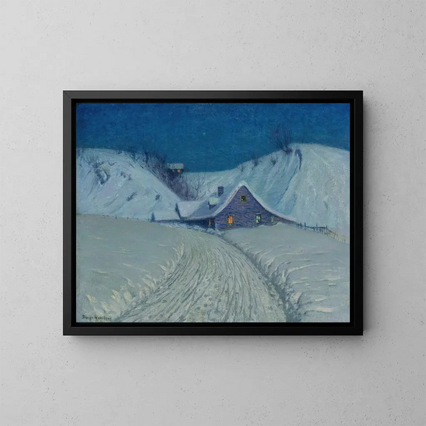 Cabane d'hiver au virage - Birge Harrison — gerahmtes Bild an der Wand