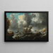 a warship at sea with soldiers on a promontory nearby - Bonaventura Peeters the Elder — framed artwork on a wall