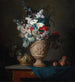 Flower bouquet painting in a terracotta vase with peaches and grapes - Anne Vallayer-Coster — artwork view