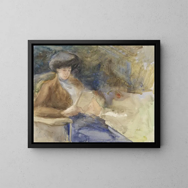 Donna seduta che legge - Bramine Hubrecht — quadro incorniciato alla parete