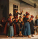 Brn in front of the post office after the mail arrival - Julius Exner — displayed in an interior