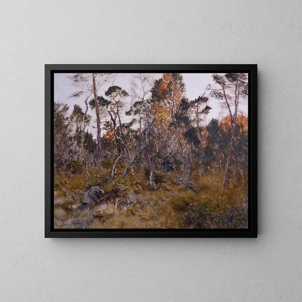 Elchjagd - Bruno Liljefors — gerahmtes Bild an der Wand