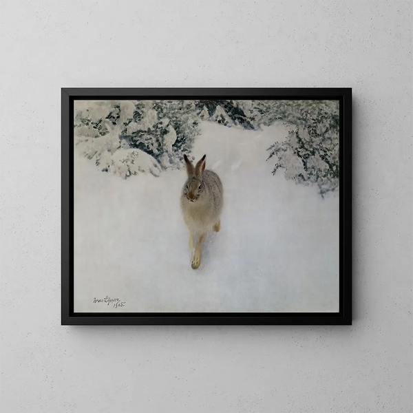 Lepre in inverno - Bruno Liljefors — quadro incorniciato alla parete