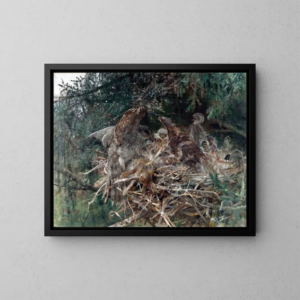 Nest des Falken - Bruno Liljefors — gerahmtes Bild an der Wand