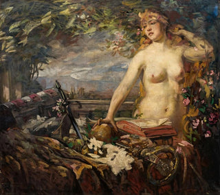 Burkhard Mangold - Weiblicher Akt mit Stillleben.webp