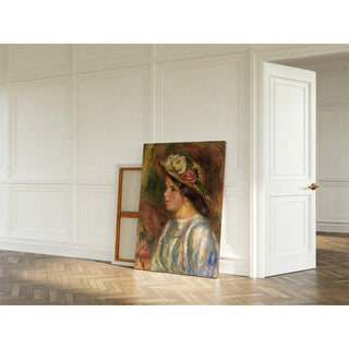 Buste de Femme, Chapeau de Paille Garni - Pierre-Auguste Renoir | Reproduction Tableau Décoration murale affiche copie