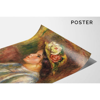 Buste de Femme, Chapeau de Paille Garni - Pierre-Auguste Renoir | Reproduction Tableau Décoration murale affiche copie