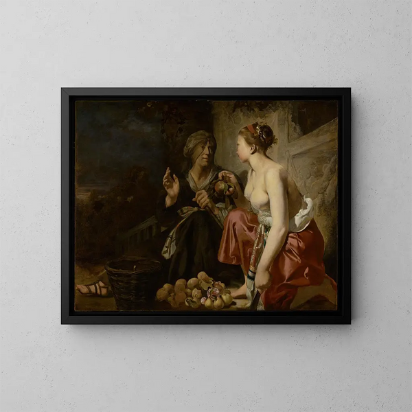 Vertumne und Pomone - Caesar van Everdingen — gerahmtes Bild an der Wand