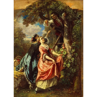 CamilleJosephEtienne Roqueplan - Rousseau and Mlle Galley gathering Cherries.webp