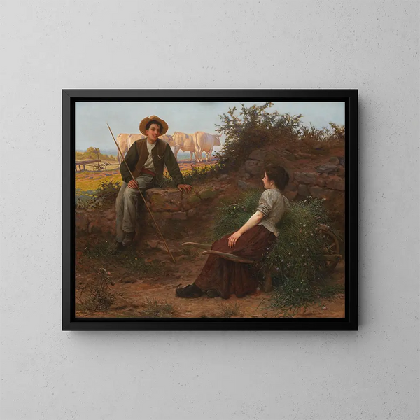Diskutieren am Wegesrand - Camille Félix Bellanger — gerahmtes Bild an der Wand