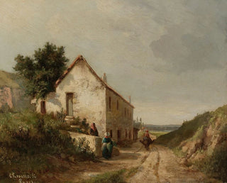 Camille Pissarro - Maison Au Bord Dune Route De Campagne Avec Personnages.webp