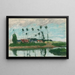 Villaggio sul bordo di uno stagno - Camille Pissarro — quadro incorniciato alla parete